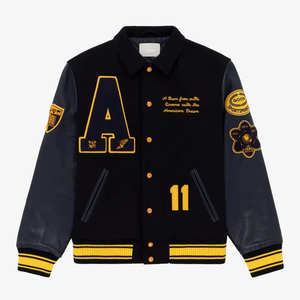 Veste universitaire personnalisée pour homme de haute qualité, en cuir véritable avec logo brodé personnalisé, saison hivernale - Product Image 2