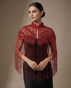 Blusa Vintage de los Años 20 al por Mayor, Estilo Flapper, con Hombros Descubiertos, Adornada con Cuentas y Lentejuelas, Flecos Largos, 100% Poliéster, Ecológica y Transpirable - Product Image 2