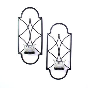 High Quality Black Iron Tea <b>Light</b> Candle <b>Wall</b> <b>Sconces</b> <b>Wall</b> Mounted Candle Holder Tealight Candlestick Holders For <b>Wall</b> Decor - Product Image 1