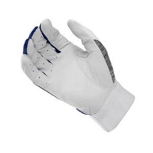 Full Finger Baseball Gloves White Gray <b>Blue</b> Leather Hook And Loop Closure Moisture Wicking All Seasons Adult Right Handed - Product Image 2