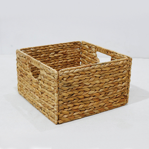 <b>Rectangular</b> Natural Rattan Storage <b>Baskets</b> With Handles Rustic Style Multi-Purpose Neatening Organizers 2-Piece Pack - Product Image 4