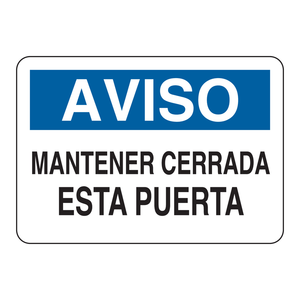 Brady Spanish Safety <b>Sign</b> Door-<b>Closing</b> Warning Adhesive PVC for Industrial Facilities - Product Image 1