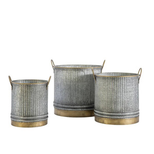 Macetas de metal galvanizado de primera calidad con asas de cuerda para uso en jardín, interior y exterior, juego de dos macetas duraderas para flores - Product Image 5