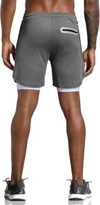 Pantalones Cortos Deportivos 2 en 1 para Hombre con Forro de Compresión, Cintura Elástica, Secado Rápido, Transpirables, para Correr, Entrenamiento Deportivo - Product Image 3