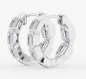 <b>Hoops</b> Earrings Diamond Earrings Gold and <b>Silver</b> Earrings Lab Grown Diamonds Earrings <b>Hoops</b> Fine Jewelry for Women - Product Image 3