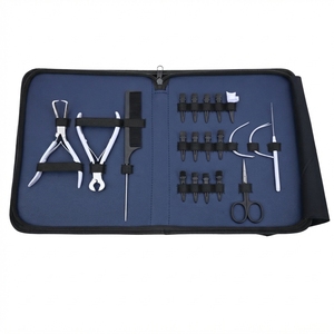 Kit d'outils professionnels pour extensions de cheveux à micro-anneaux avec pince à sertir, peigne à crochets et pinces - Product Image 1