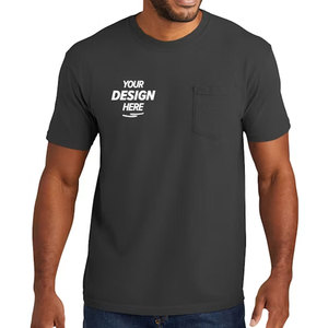 T-shirt léger en coton biologique pour homme avec étiquette personnalisée, respirant, à manches courtes, uni, streetwear, avec poche poitrine - Product Image 4