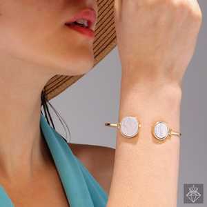 PRAO Anti-Tarnish <b>Fine</b> <b>Bangle</b> Bracelet Precious Stone Jewelry - Product Image 3