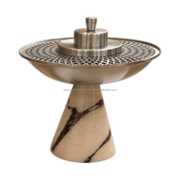 Brûleur d'encens Bakhoor moderne pour table, base en résine effet marbre, dessus en acier inoxydable, encens aromatique d'été, charbon de bois, copeaux d'oud