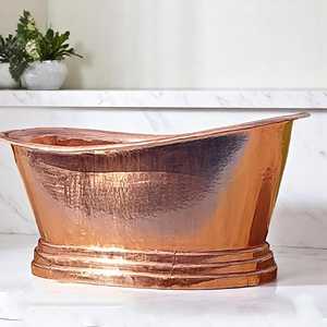 Baignoire de luxe en cuivre pour villa, baignoire autoportante en cuivre avec finition polie pour villas, hôtels, complexes hôteliers et salles de bain haut de gamme - Product Image 5