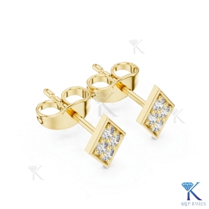 Lab Grown Diamond Geometric Rhombus Stud <b>Earrings</b> 4 Stone Cluster 18K <b>Solid</b> Gold Luxury Fine Women Jewelry Wedding Bridal - Product Image 6