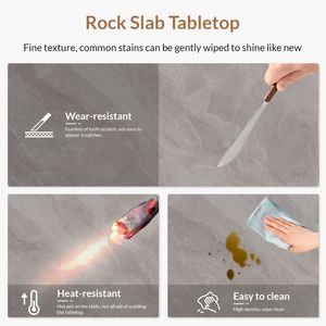 Tavolo da Pranzo in Pietra Sinterizzata/Marmo/Porcellana Grigio da 63 Pollici per Cucina e Soggiorno, Esclusivo per Uso Domestico - Product Image 6