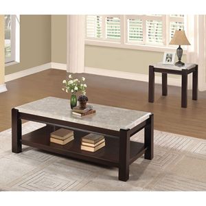 Tavolino Contemporaneo con Piano in Marmo Autentico e Struttura in Legno Finitura Ciliegio Scuro per Arredamento Soggiorno - Product Image 4