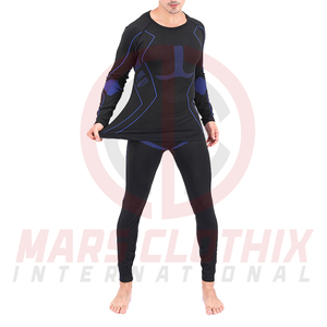 Traje de Compresión de Manga Larga para Hombre, Estampado Geométrico, Poliéster, Ajustado, Ropa Deportiva, Conjunto de Compresión Masculino - Product Image 3