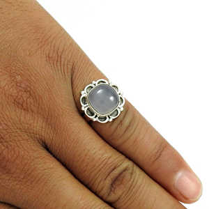 Bague bohème en calcédoine naturelle, artisanale, en argent sterling 925 massif, bijou bohème parfait pour femme - Product Image 3