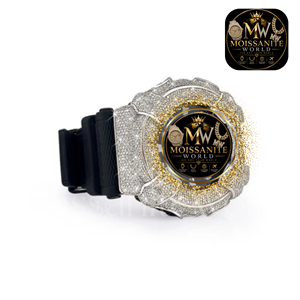 Montre numérique de luxe Moissanite World avec boîtier polygonal en moissanite glacée de 45 mm, bracelet en silicone, unisexe, quartz - Product Image 3