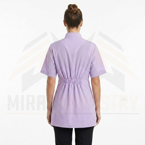 Blouses de travail pour femmes, lavande, manches courtes, avec poches avant et fermeture éclair, confortables - Product Image 2