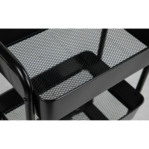 Carrello portaoggetti a 3 ripiani in metallo nero lucido con ruote per un facile spostamento, ideale per contenitori e scaffali - Product Image 5