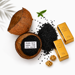 Charbon actif de coque de noix de coco pour le raffinage de l'or, charbon haute activité 1150 IV 60 CTC CIP CIL CIC, fabricant de solutions de récupération d'or - Product Image 1