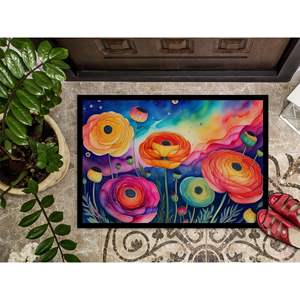 Ranunculus Color Non-Slip Indoor/<b>Outdoor</b> Door <b>Mat</b> 24H X 36W Low Pile Washable Rugs for Entryway Front Door - Product Image 3