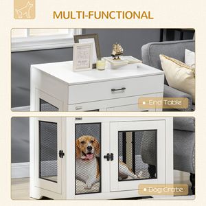 "Rectangle Pet Furniture <b>White</b> Dog Crate End <b>Table</b> with Cushion & 2 Doors for <b>Small</b> Indoor Dogs" - Product Image 4