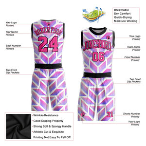 Custom Sublimated Basketball Jersey Set Geometric Print Sleeveless Tank Top With Matching Shorts Breathable <b>Polyester</b> Unisex - Product Image 5