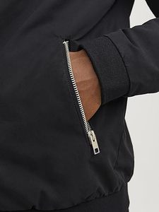 Trex Export Men's Black Bomber <b>Jacket</b> Stand Collar Zipper Closure Windproof <b>Smart</b> Casual Regular Fit Polyester Material Autumn W - Product Image 5