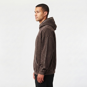 Trendy Men's Acid Wash Cotton Fleece Heavyweight <b>Hoodie</b> Custom <b>Rhinestone</b> <b>Hoodie</b> Winter Warm Casual Wear <b>Hoodie</b> For Men - Product Image 5