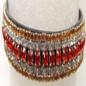 Bande de front de cheval en cuir Bling Crystal Horse Bridle anglais Designer Look 5 rangées de bande de front en cristal Choix de couleurs de cristal - Product Image 6