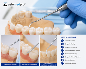 เครื่องมือแกะสลักและปรับรูปทรงวัสดุคอมโพสิตสแตนเลสสตีล Dental 4 Clappison Carver สำหรับงานทันตกรรม OEM Zetomed Pro - Product Image 2
