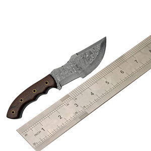 Couteau Tracker en Acier Damas, Lame Fixe, Outil de Chasse, de Camping et de Survie, Couteau Tracker avec Manche en Bois, Best-Seller - Product Image 1