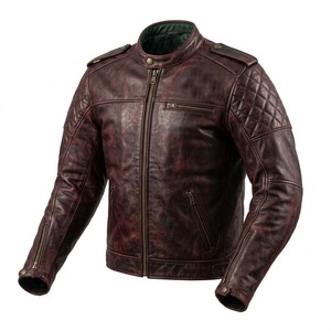 Chaqueta marrón desgastada para hombre, chaquetas para hombre, chaqueta de cuero para motocicleta, estilo vintage, Cafe Racer, abrigo de motociclista, calidad premium - Product Image 3