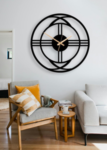 Modern Geometric Metal <b>Wall</b> <b>Clock</b> Round Abstract Designer <b>Clock</b> Contemporary Black Decorative <b>Wall</b> Art <b>for</b> Dining <b>Room</b> <b>Living</b> - Product Image 6