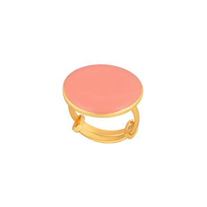 Gold Plated <b>Plain</b> Peach Oval Enamel Adjustable <b>Ring</b> for Women Modern Minimalist Fashion Jewelry Wedding Gift - Product Image 3