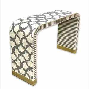 Table en os de coquillage de haute qualité avec tiroirs, design moderne, durable, faite à la main, polie, pour la maison, le bureau et le salon - Product Image 1