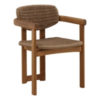Chaise de salle à manger en bois massif naturel avec assise tressée, résistante à l'eau, écologique, mobilier moderne rustique pour appartement et restaurant