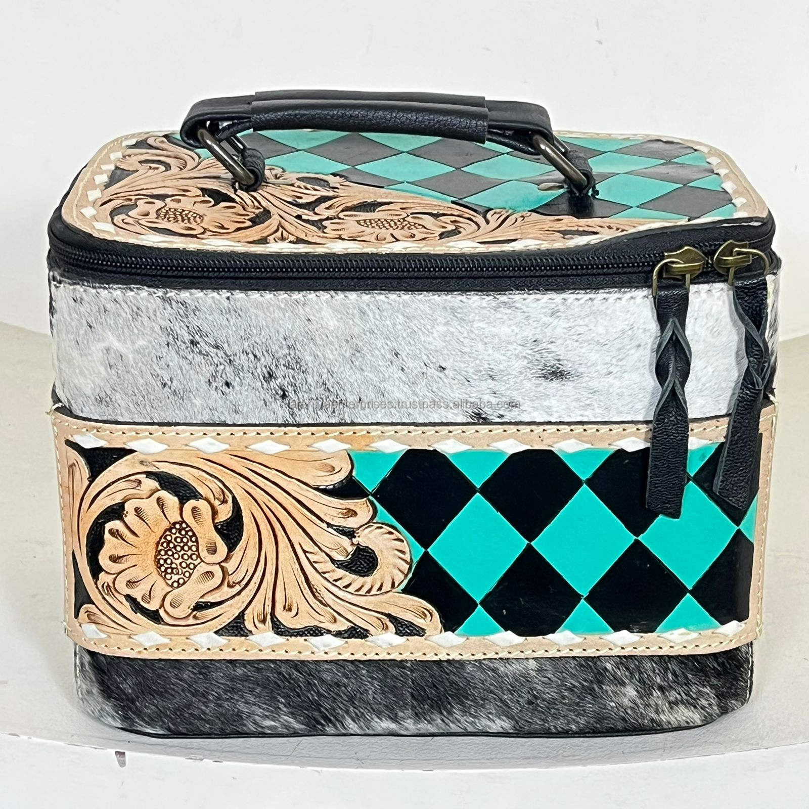 Turquoise & Black Checkered