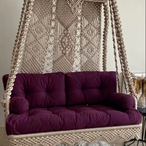 Balançoire double en macramé, Balançoire de jardin double en macramé, Balançoire suspendue en macramé, Balançoire de balcon, Balançoire de terrasse - Product Image 1