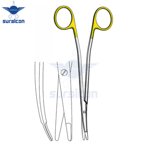 Tijeras Metzenbaum-Freeman de 18 cm (7 Pulgadas), Tijeras Quirúrgicas Curvas con Punta Redonda, de Carburo de Tungsteno TC Dorado, Acero Inoxidable - Product Image 3