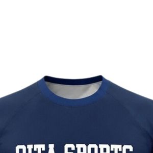 Unisex Navy Blue Gold Sublimation Netball Shirt Polyester Lightweight <b>Athletic</b> Team Sports Wear Training Match Apparel - Product Image 3
