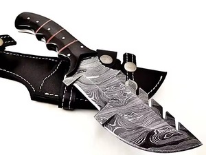 Cuchillo Skinner con Empuñadura Cómoda, Cuchillo de Caza de Acero de Damasco Hecho a Mano de Alta Calidad para Campismo al Aire Libre, Madera Pakka - Product Image 2