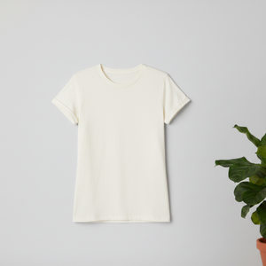 Camiseta Lisa para Mujer, Corte Regular, Manga Corta, Color Sólido Informal, Algodón Suave, Primavera, Ecológica, Transpirable, Secado Rápido, Básica - Product Image 3