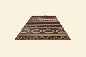 Tapis géométrique en laine tufté à la main Desert Rhythm, gris et marron, à rayures tribales, pour salon, hôtels, intérieurs, antidérapant - Product Image 2