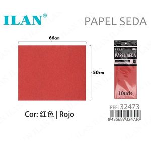 Carta velina Ilan 50x66 cm colore rosso per lavori manuali e confezioni regalo - Product Image 3
