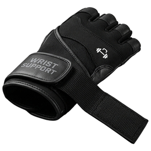 Leather Gym Fitness Wear Gloves Wrist <b>Support</b> Weightlifting Bodybuilder Trainer PU Leather Neoprene Gloves - Product Image 3