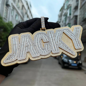 Pendentif personnalisé en moissanite avec nom, style Hip Hop, breloques VVS Iced Out, pendentif lettre en argent 925, pendentif en moissanite sur mesure - Product Image 3