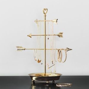 Minimal Tabletop Jewelry Organizer Metal Rack Stand for <b>Earrings</b> Necklace <b>Holder</b> with Tray Base for Stylish Home Storage Setup - Product Image 2