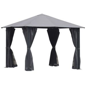 Gazebo da Giardino Nero 3x3 Metri con Telaio in Policarbonato per Giardino, Cortile, Ristorante, Spiaggia, Uso Esterno, Pergola, Padiglione - Product Image 6