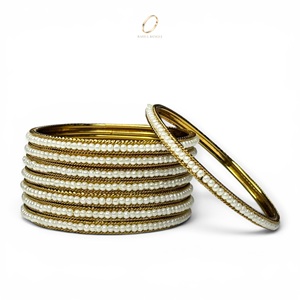 Juego de Brazaletes de Perlas Chapadas en Oro de Alta Calidad Directo de Fábrica para Mujer, Joyería de Moda India Premium para Bodas, Precio al por Mayor - Product Image 1