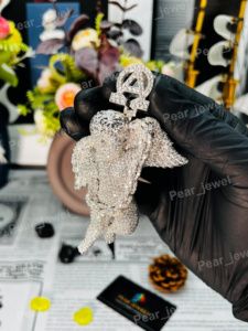 Colgante de Ángel con Alas, Chapado en Rodio sobre Plata 925, con Moissanita, Joyería de Lujo Estilo Hiphop, Unisex, para Regalo - Product Image 4